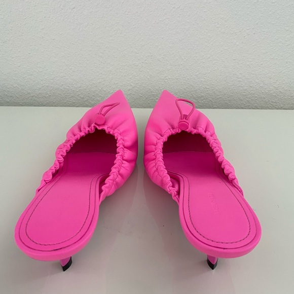 Balenciaga Drawstring Neon Pink Kitten Heel Mules - Picture 4 of 11